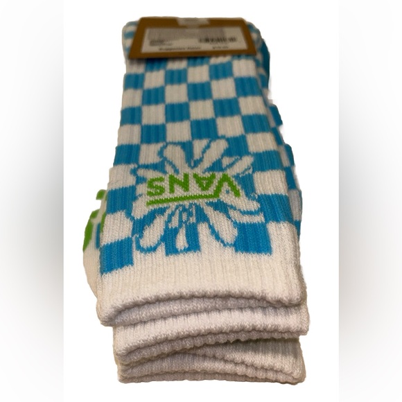 Vans Crew Socks 2 Pair Men 9-13 White Multicolor w Logo Checker OffTheWall Skate - Picture 11 of 12